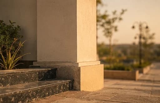 Detail of a stone column base and steps